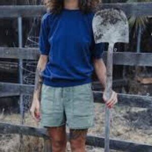 Pre-Owned Jungmaven Short Sleeve Raglan Fleece - Small Royal Blue